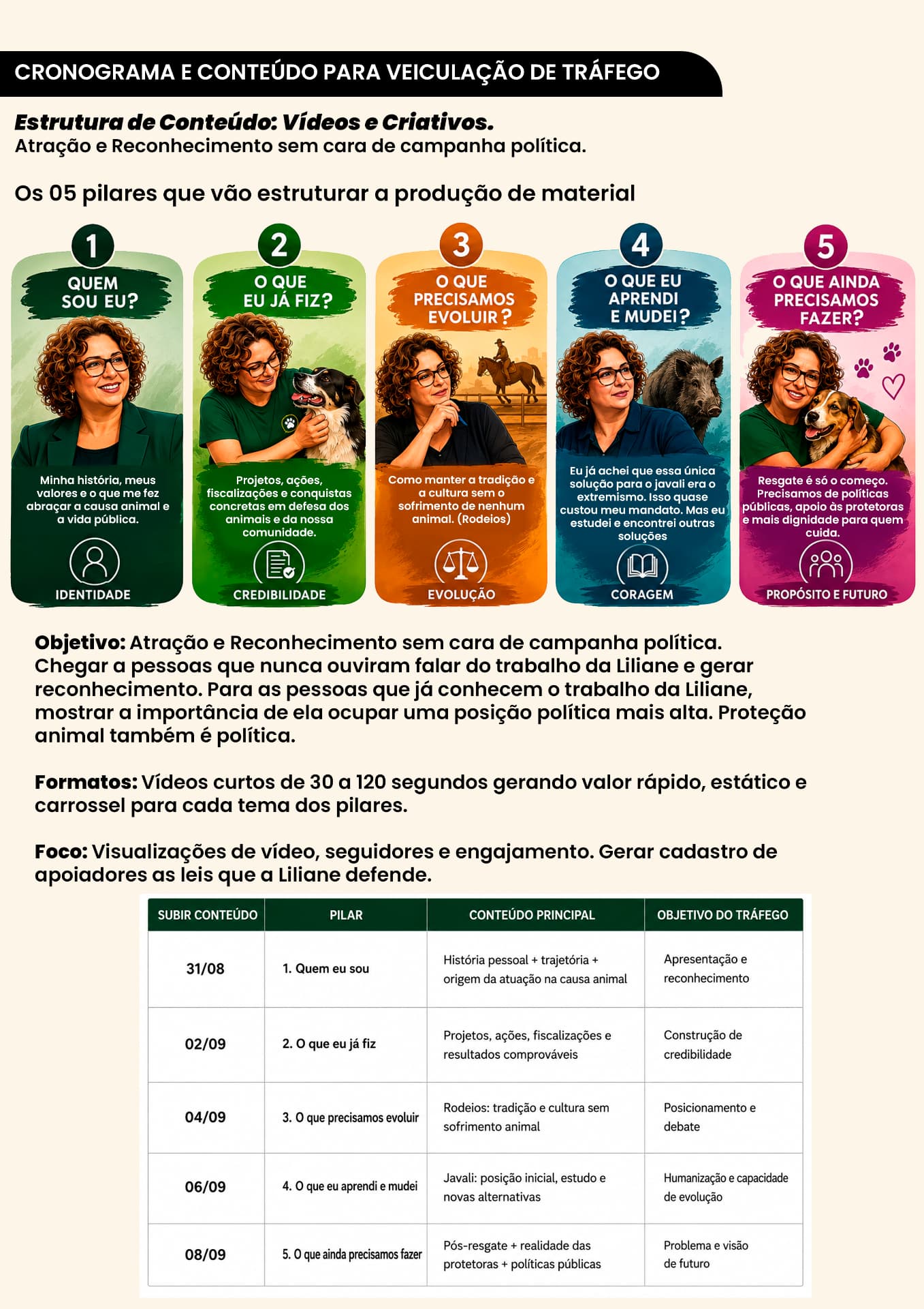 Cronograma e conteúdo para veiculação de tráfego: os cinco pilares de conteúdo e o calendário de publicações